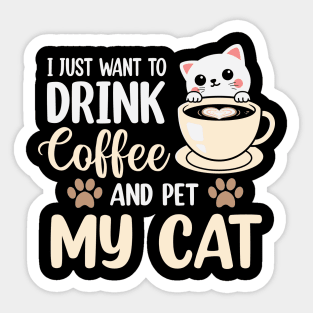 Coffee And Cat Lover Sticker